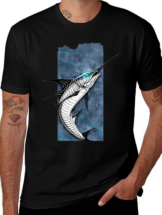 Marlin Graphic Tee - Black Cotton T-Shirt