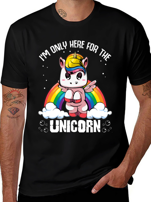 Im Only Here For The Unicorn Black T-Shirt