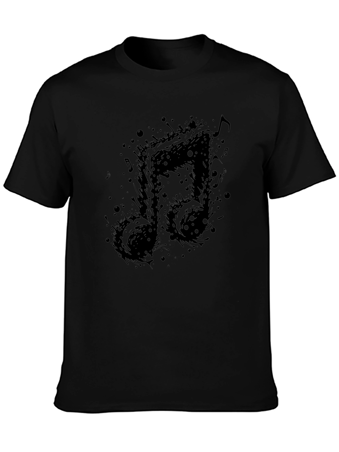 Abstract Music Note Black T-Shirt