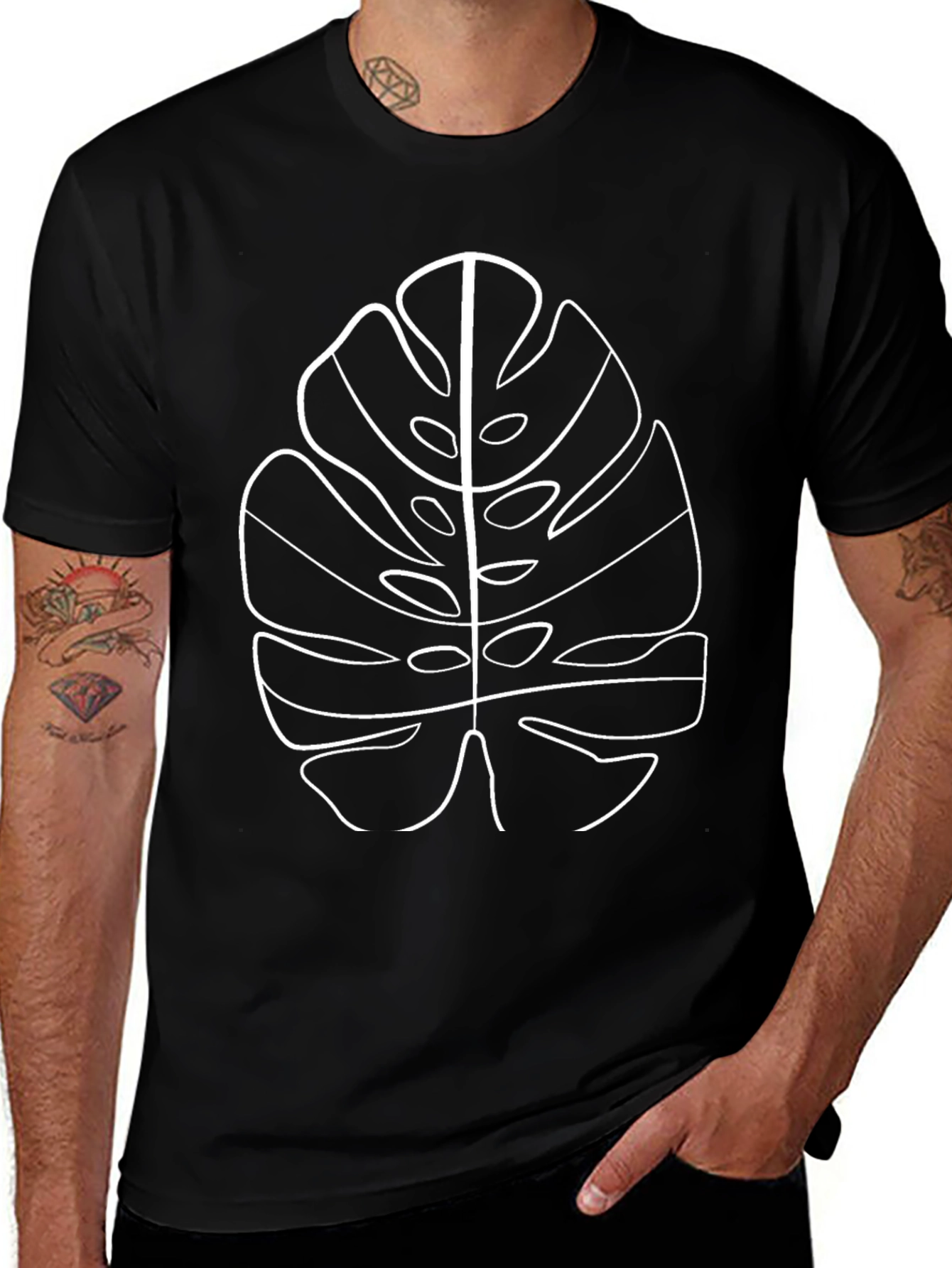 Minimalist Monstera Leaf Graphic T-Shirt