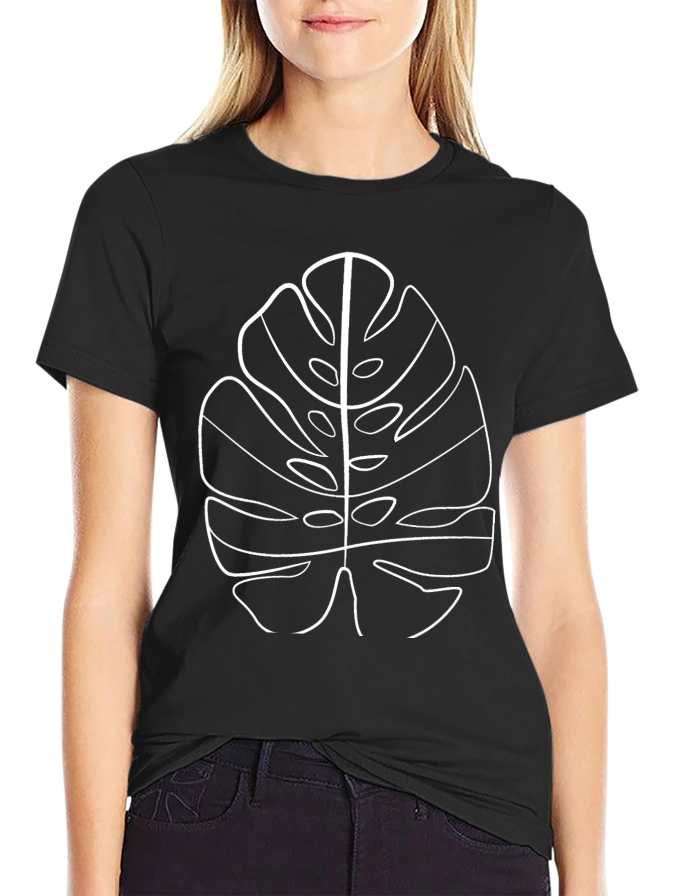 Minimalist Monstera Leaf Graphic T-Shirt