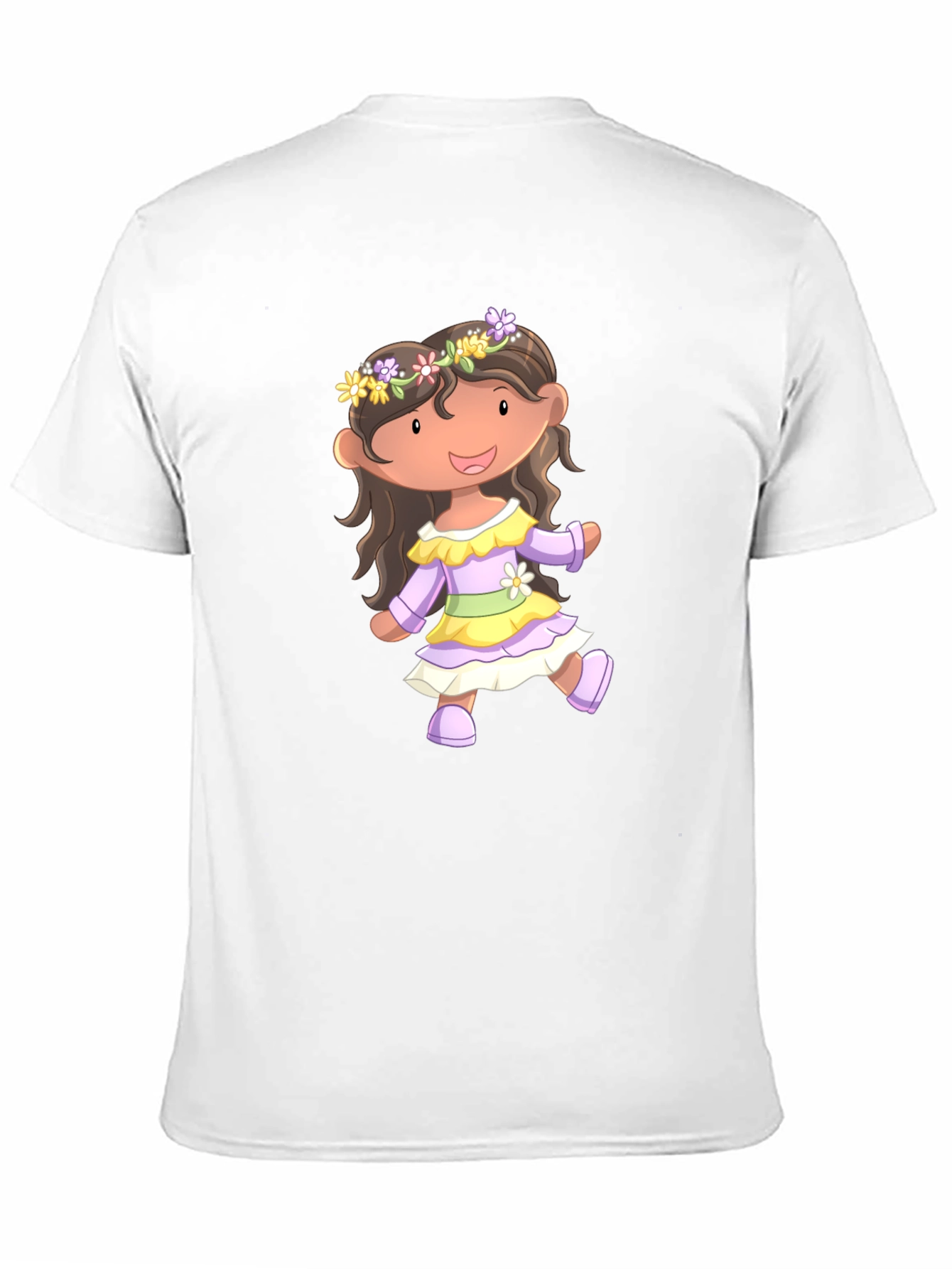 Cute Cartoon Girl Black T-Shirt