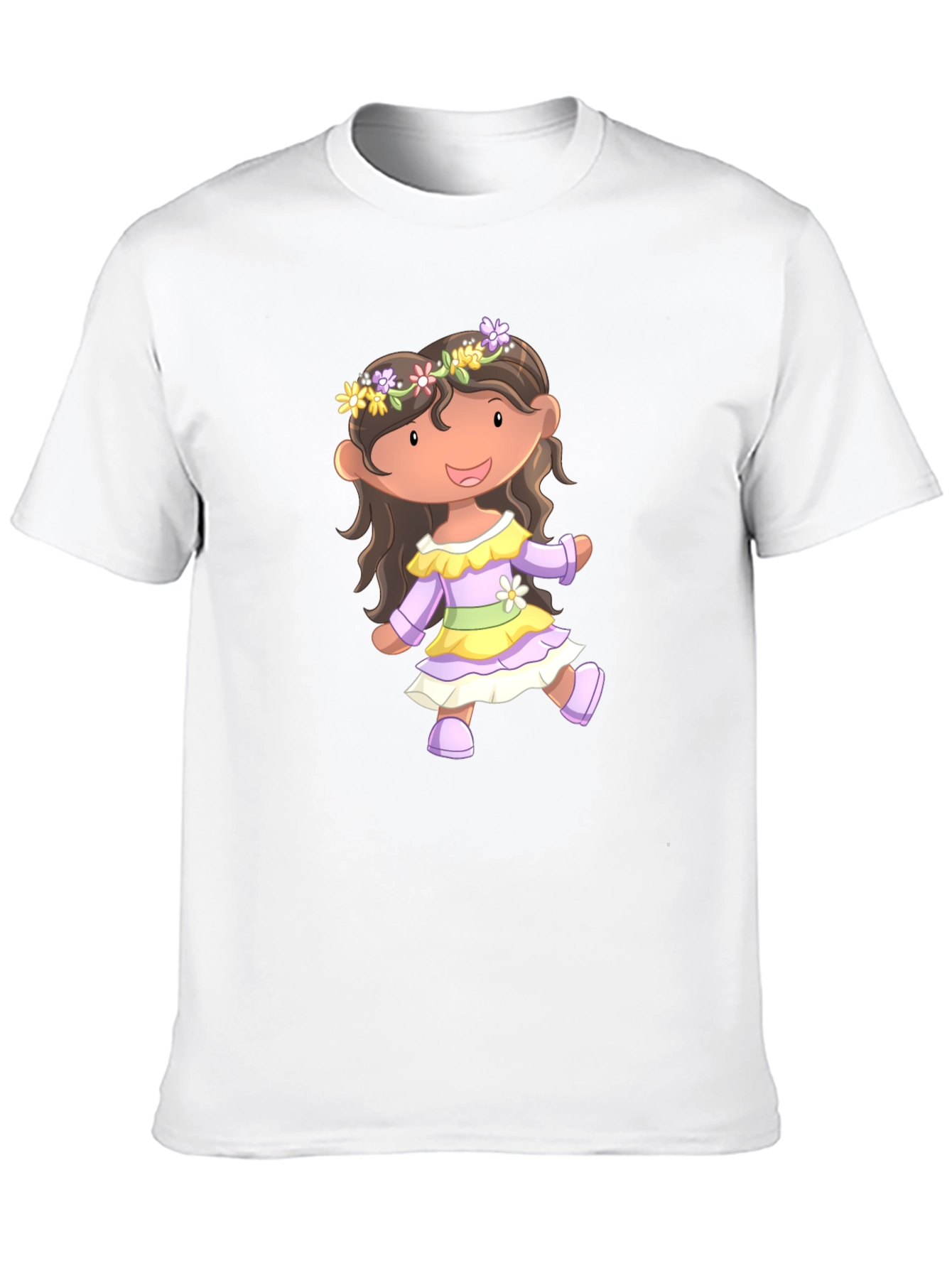 Cute Cartoon Girl Black T-Shirt