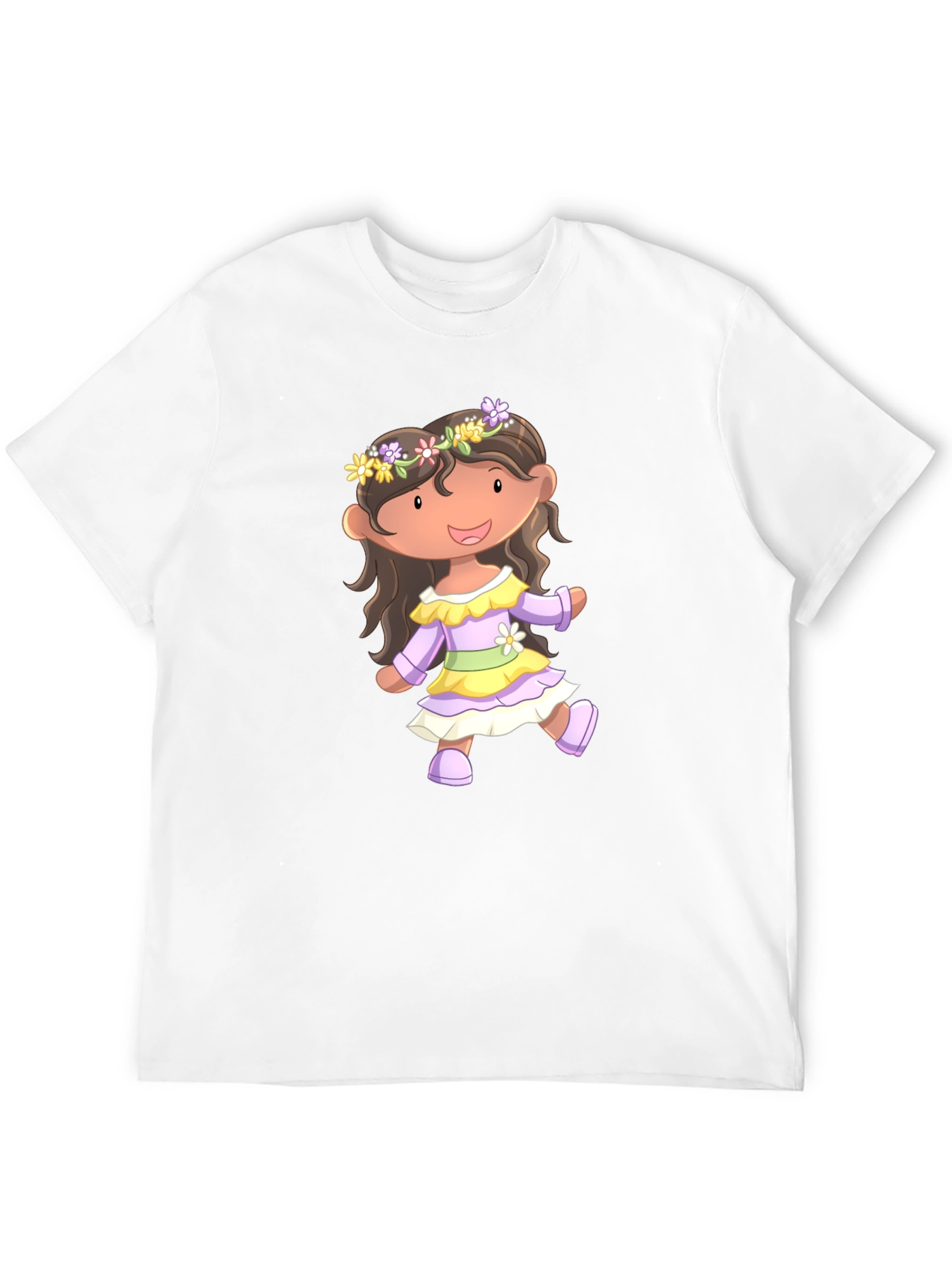 Cute Cartoon Girl Black T-Shirt