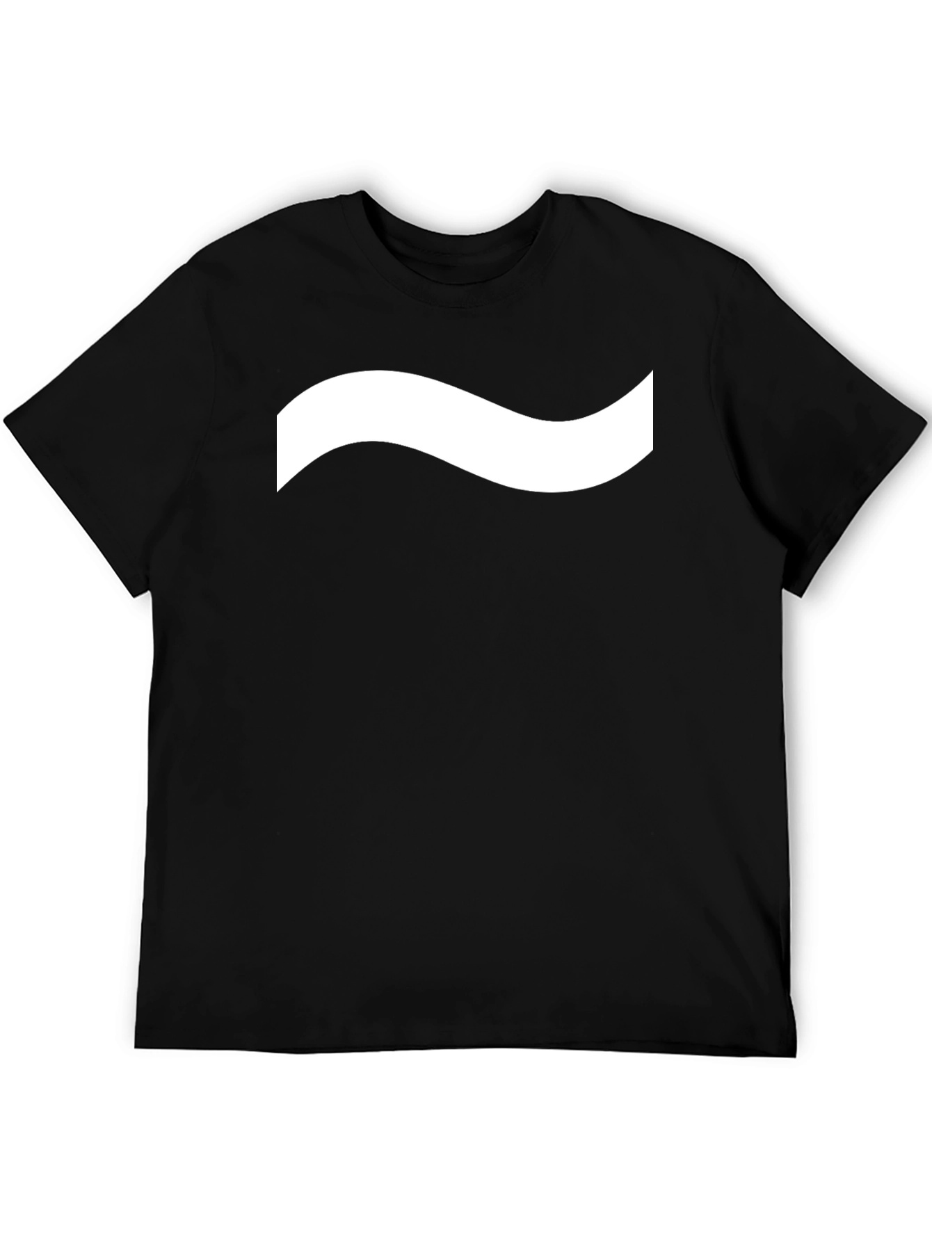 Mens Black T-Shirt with White Wave Design