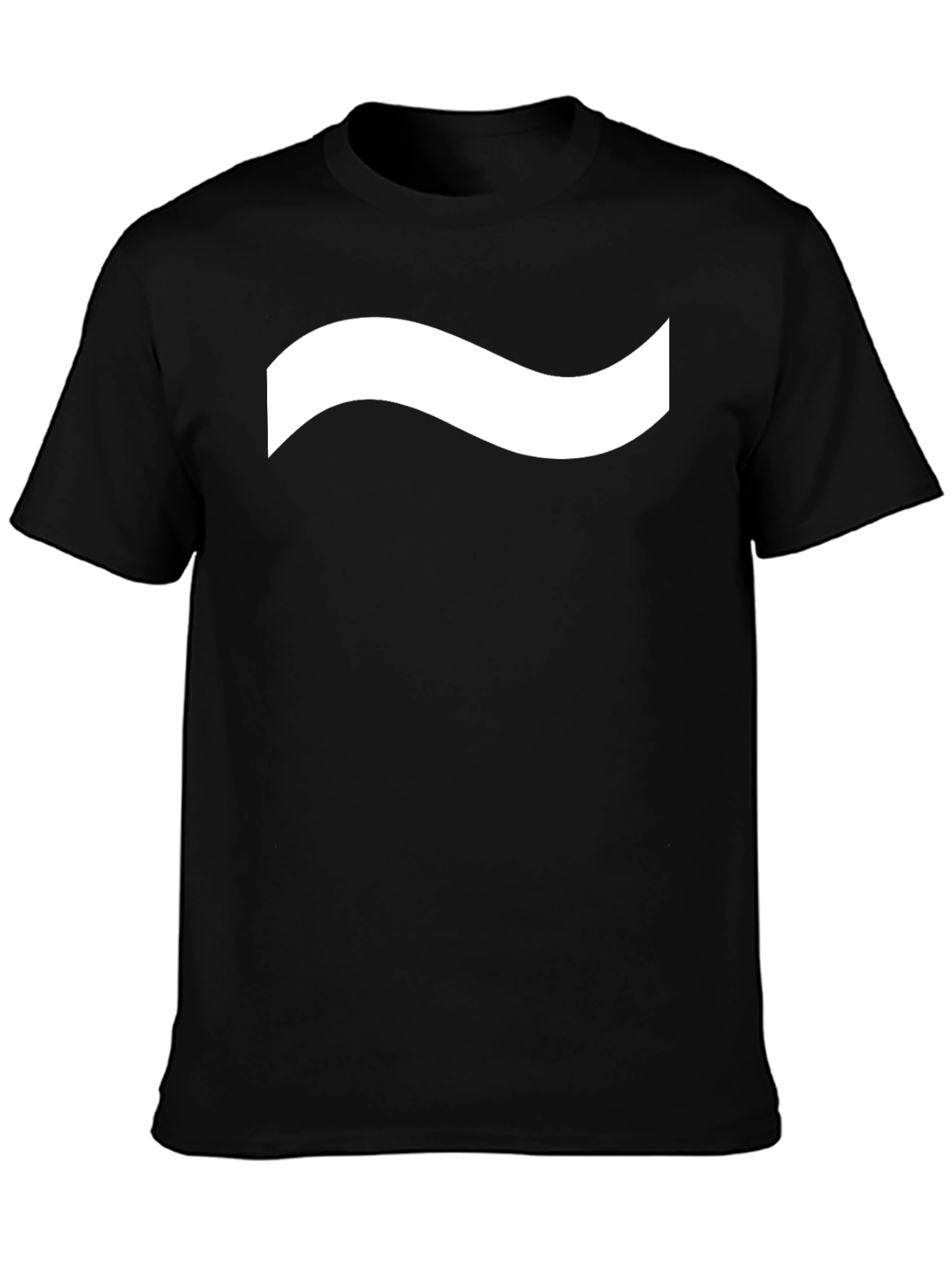 Mens Black T-Shirt with White Wave Design