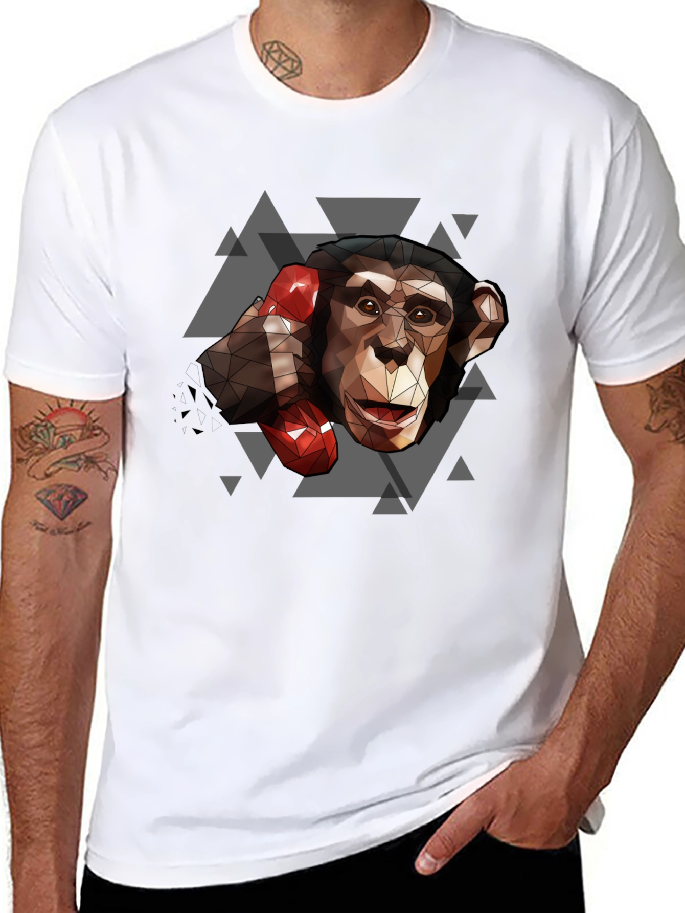 Geometric Monkey Boxing T-Shirt