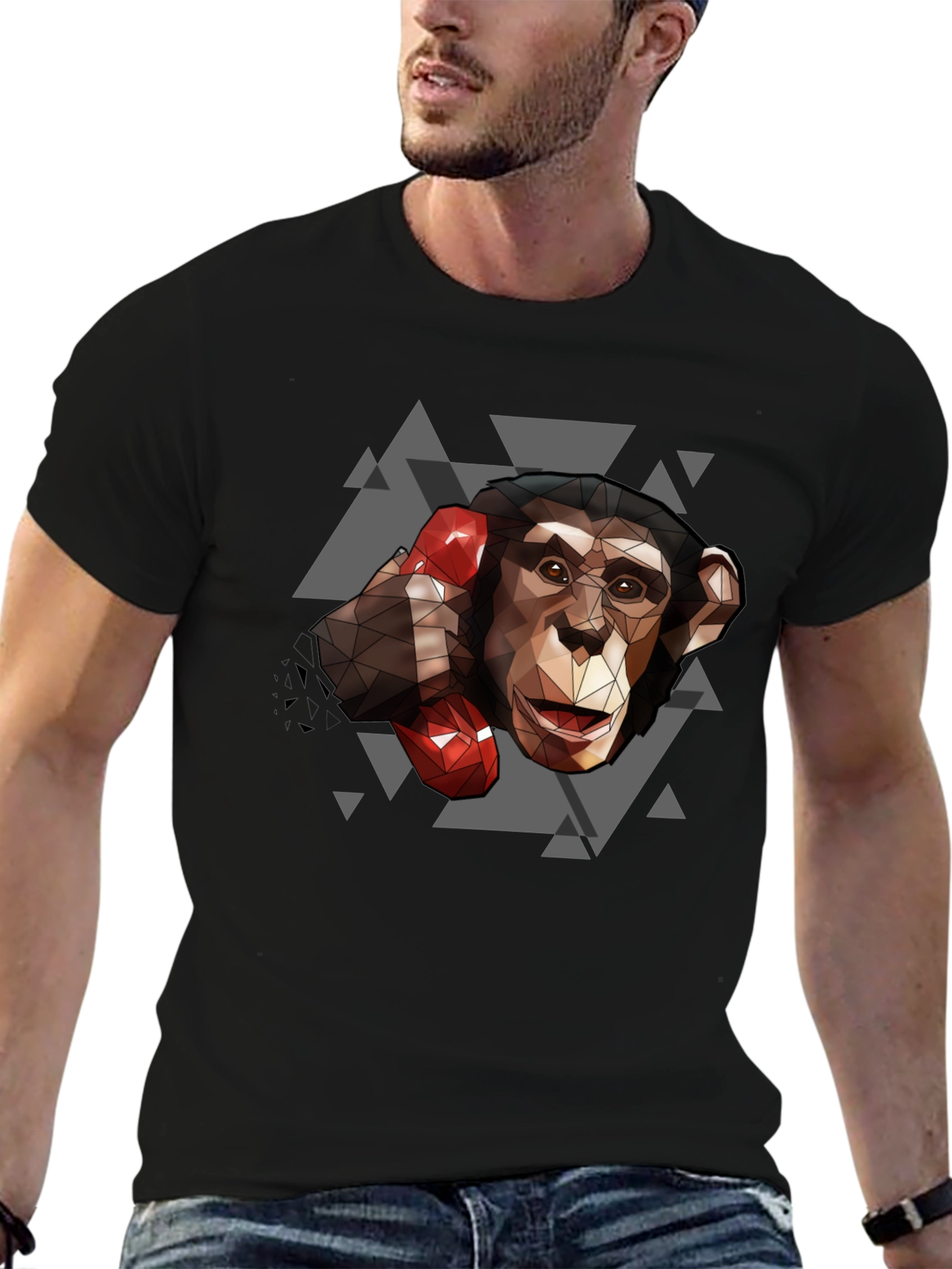Geometric Monkey Boxing T-Shirt