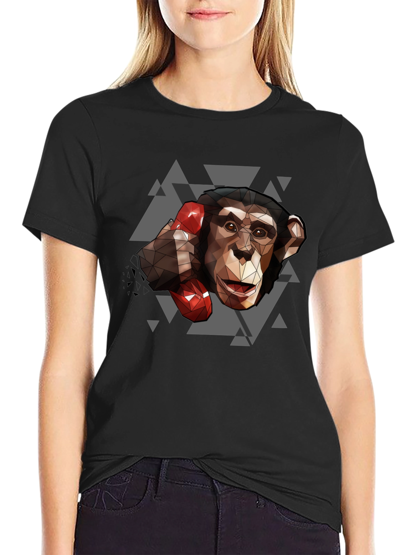 Geometric Monkey Boxing T-Shirt