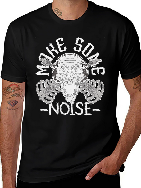 Make Some Noise T-Shirt - Skull and Guitars Graphic Tee