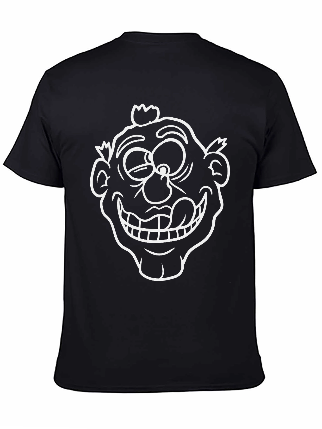 Funny Cartoon Face Graphic Black T-Shirt