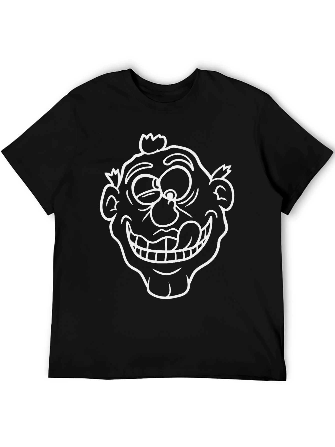 Funny Cartoon Face Graphic Black T-Shirt