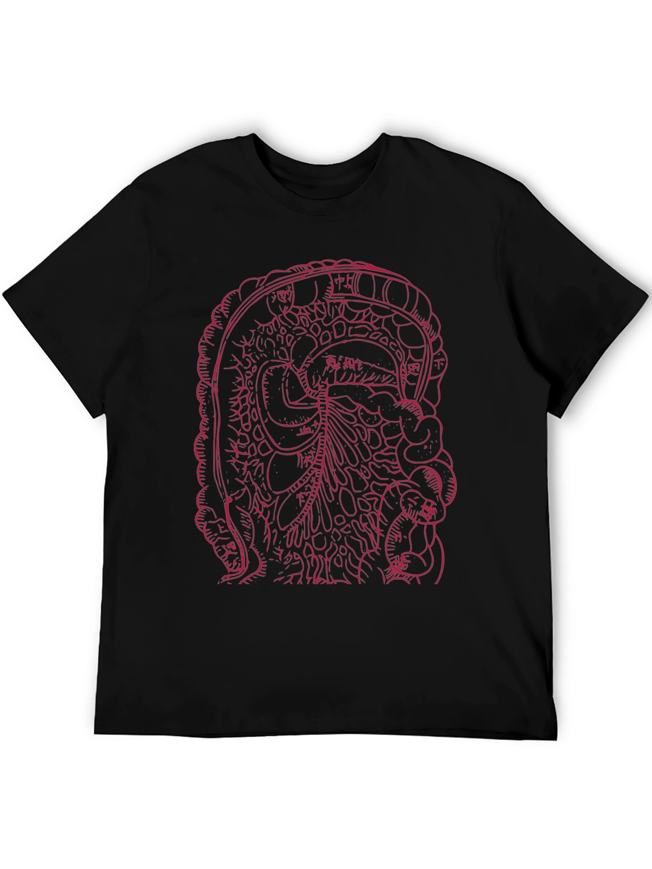 Black Graphic Tee - Intestine Design