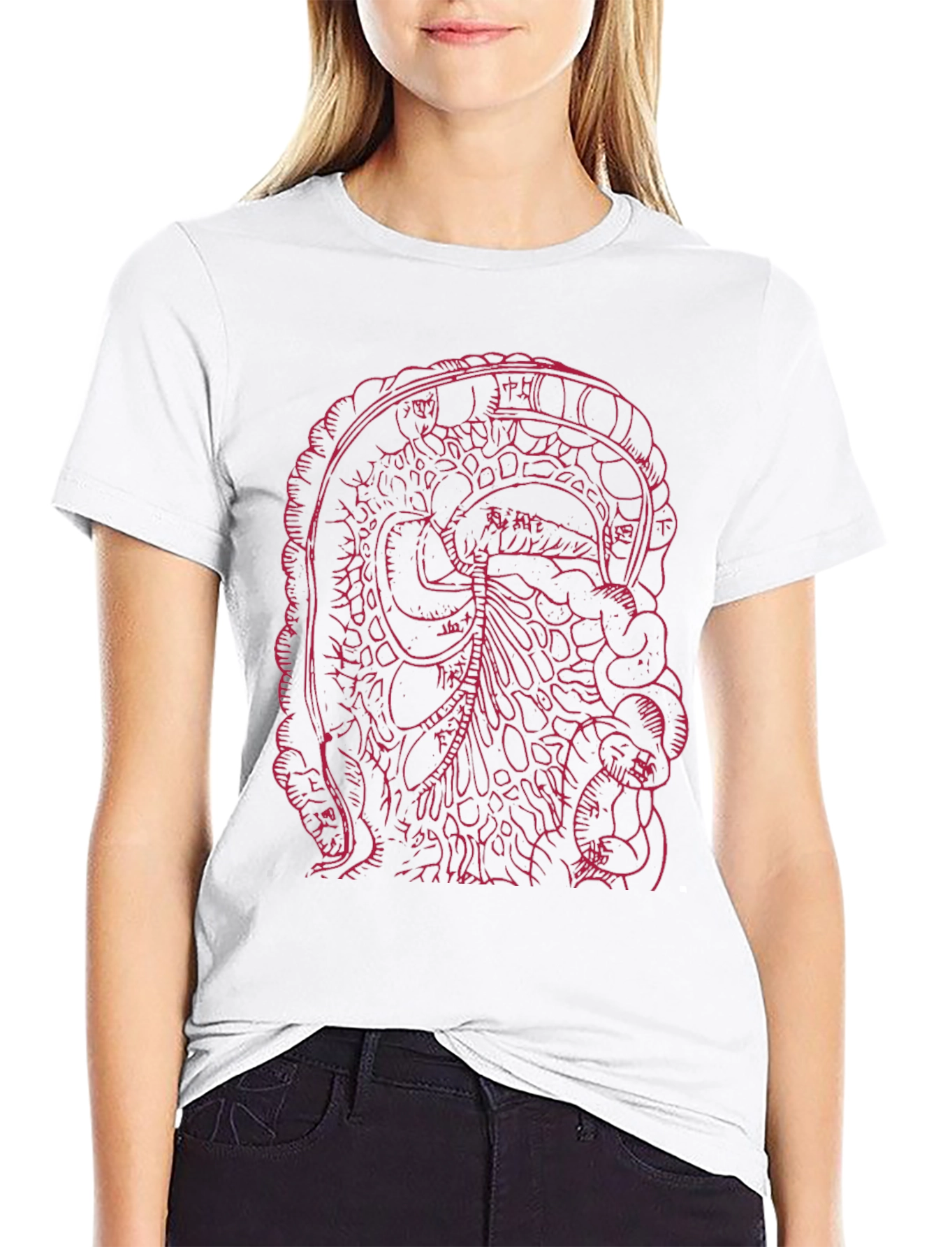 Black Graphic Tee - Intestine Design