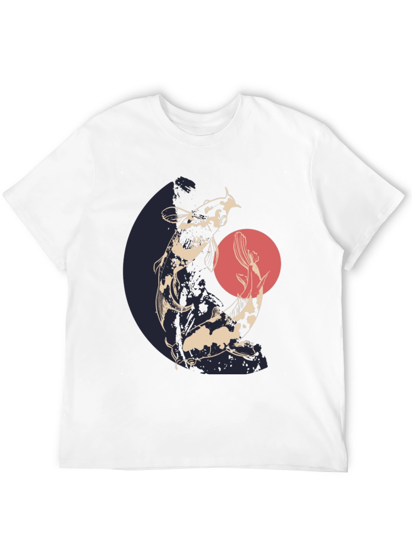 Koi Fish Graphic Tee - Black Cotton T-Shirt