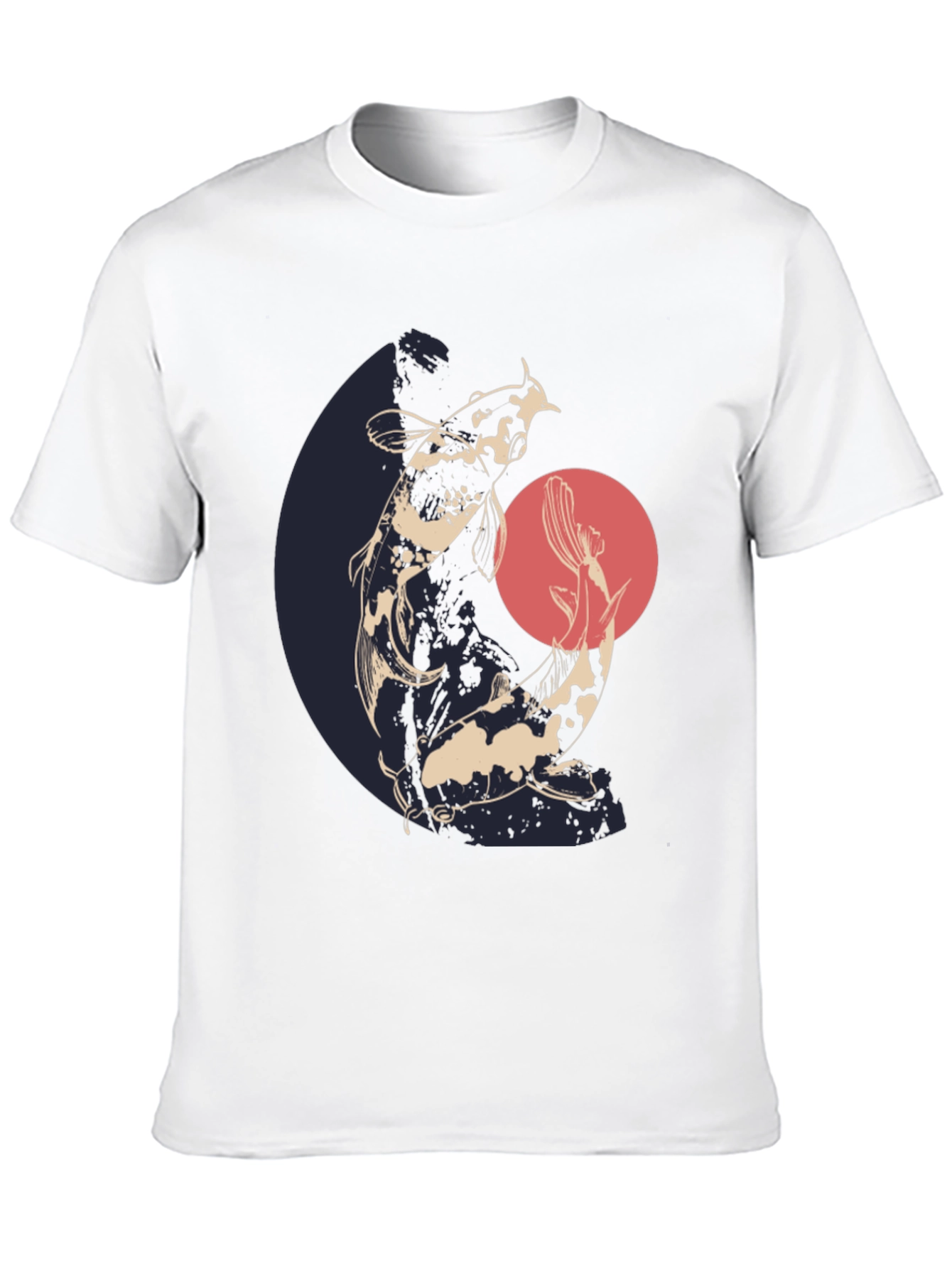 Koi Fish Graphic Tee - Black Cotton T-Shirt