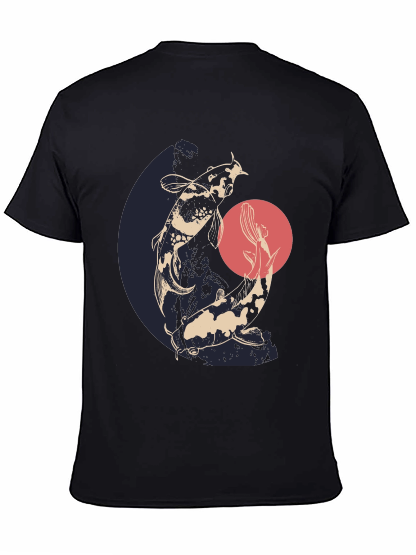 Koi Fish Graphic Tee - Black Cotton T-Shirt