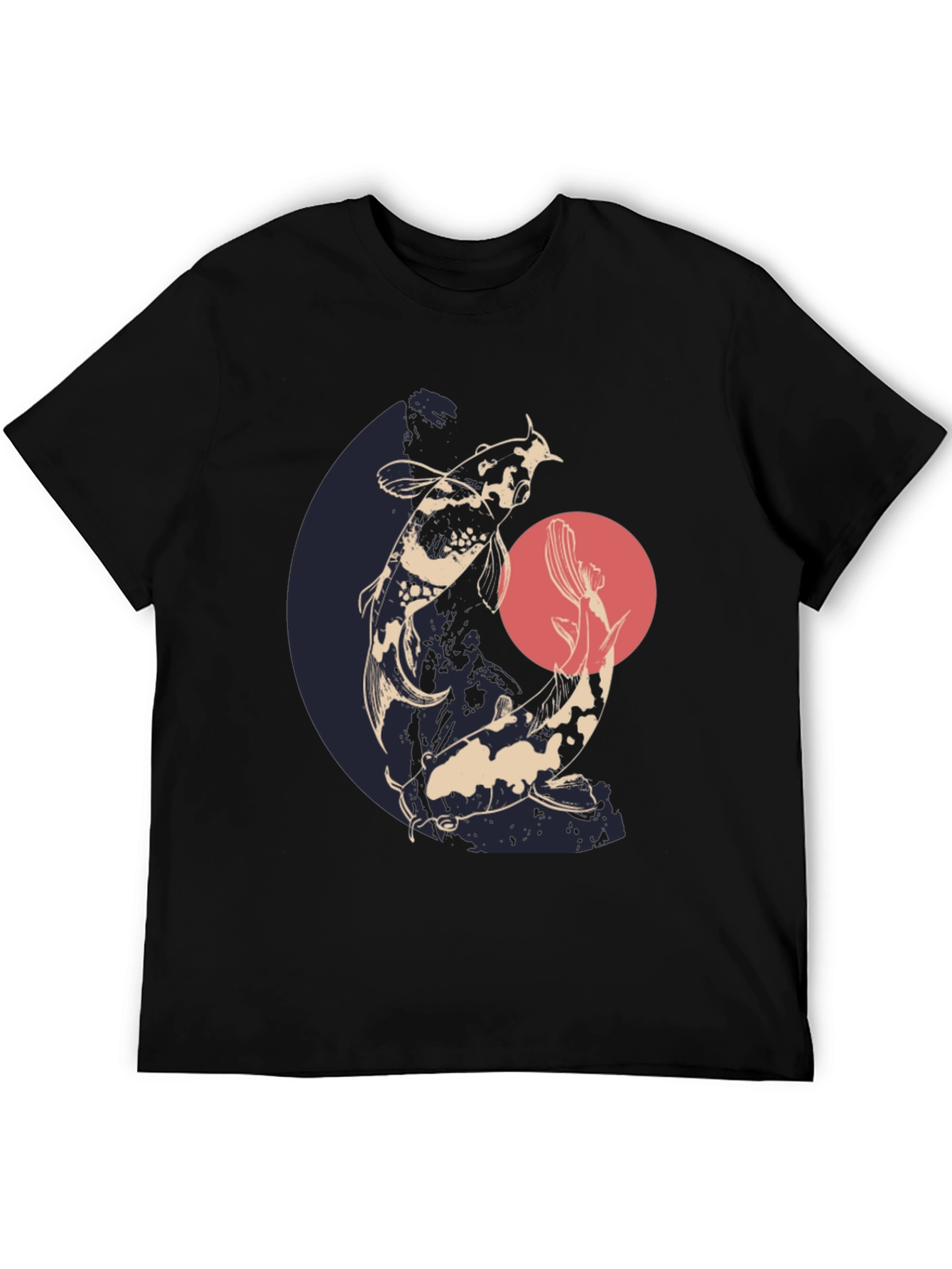 Koi Fish Graphic Tee - Black Cotton T-Shirt
