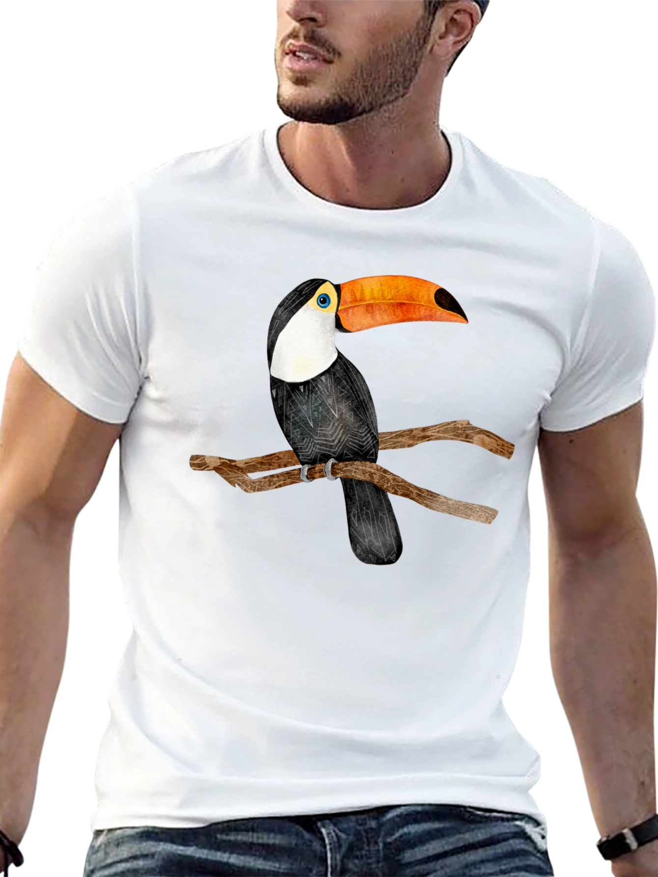 Toucan Bird Graphic Black T-Shirt