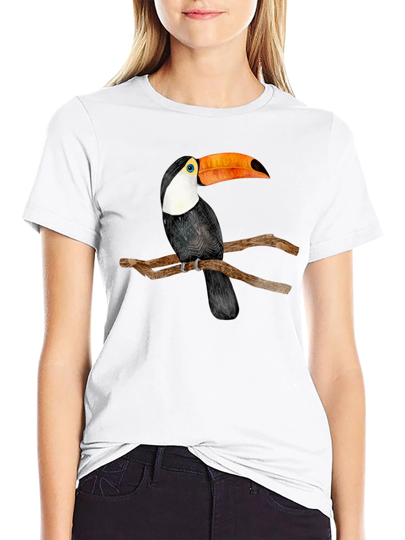 Toucan Bird Graphic Black T-Shirt