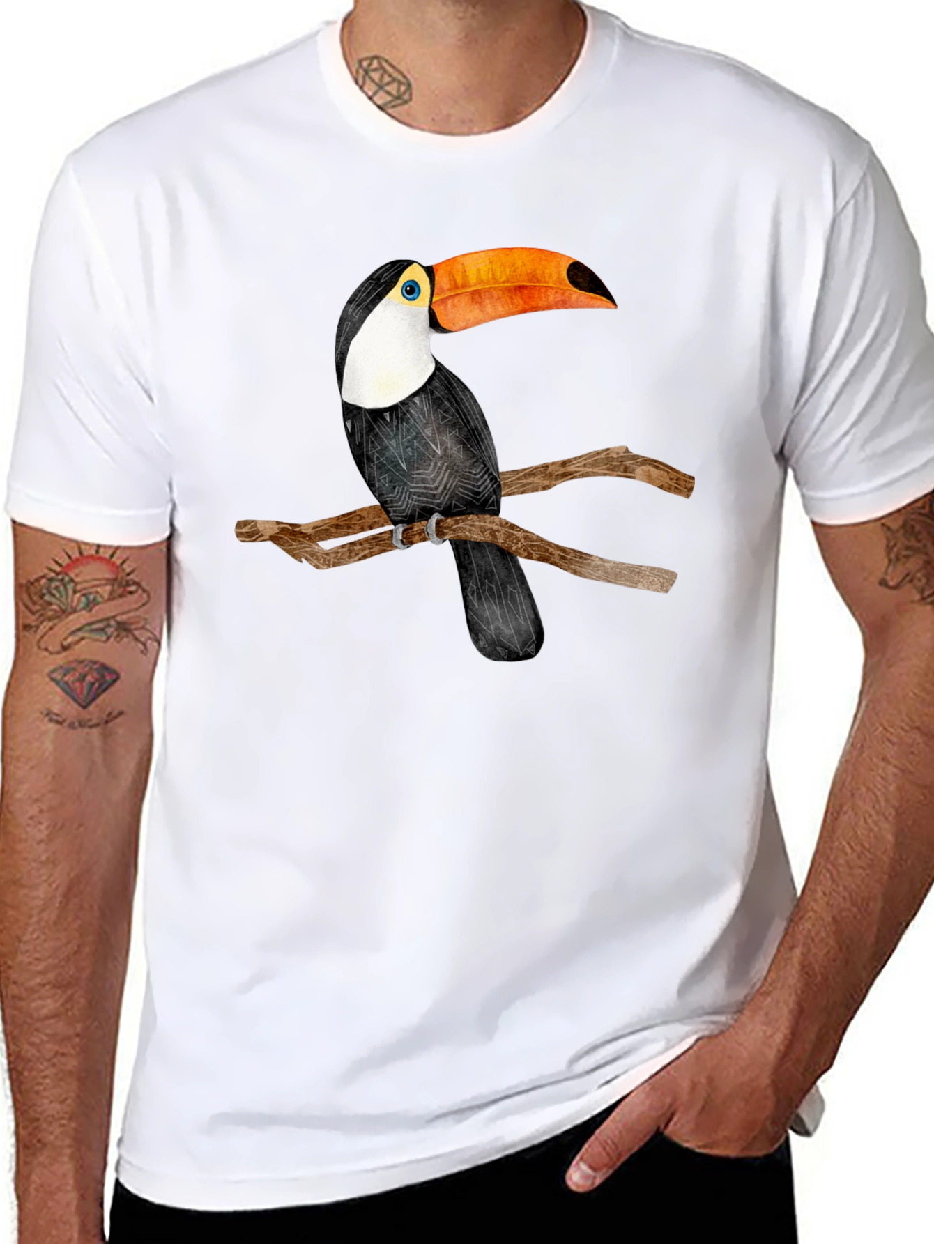 Toucan Bird Graphic Black T-Shirt