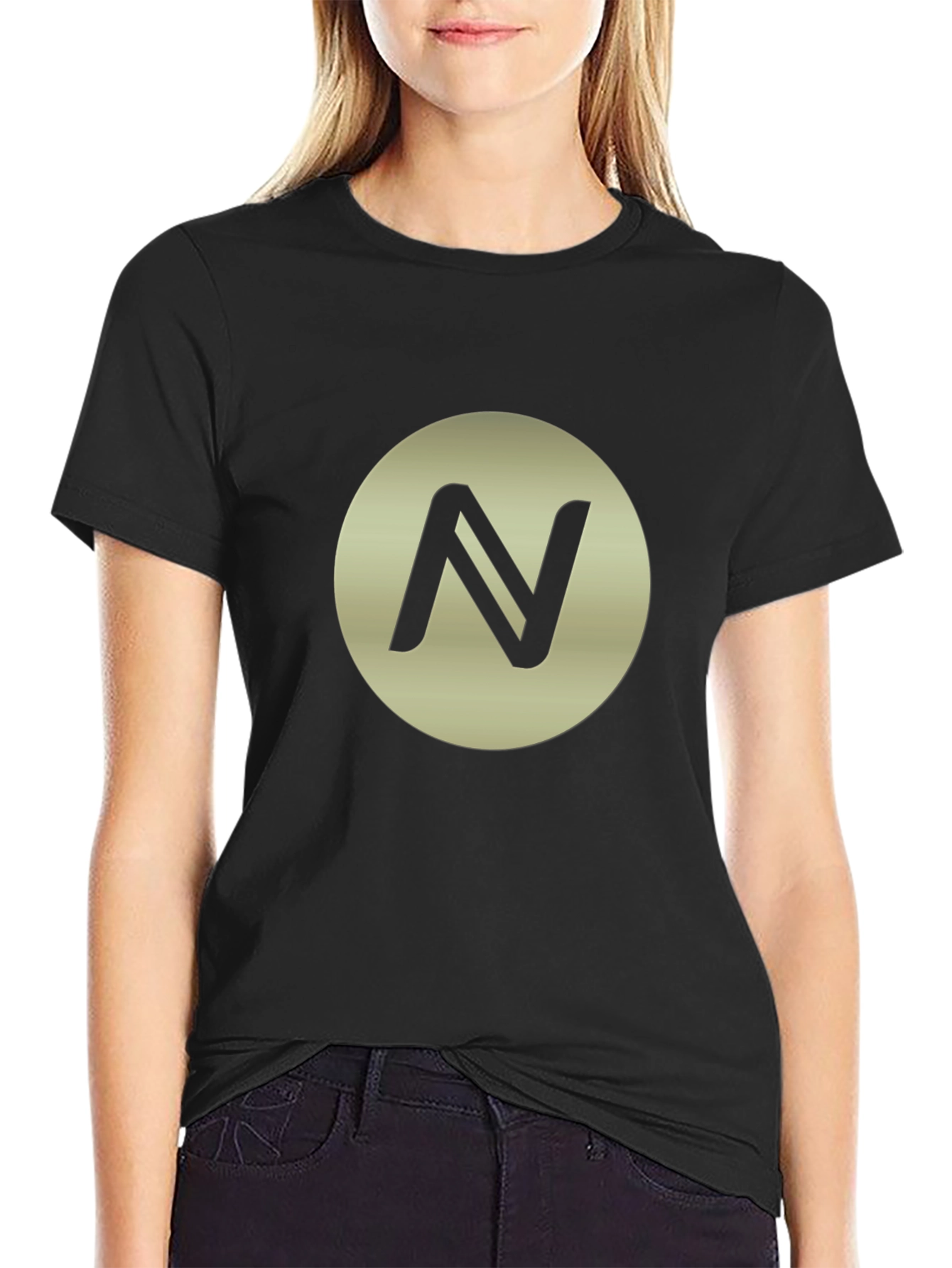 Modern Black Tee with Circle N Design