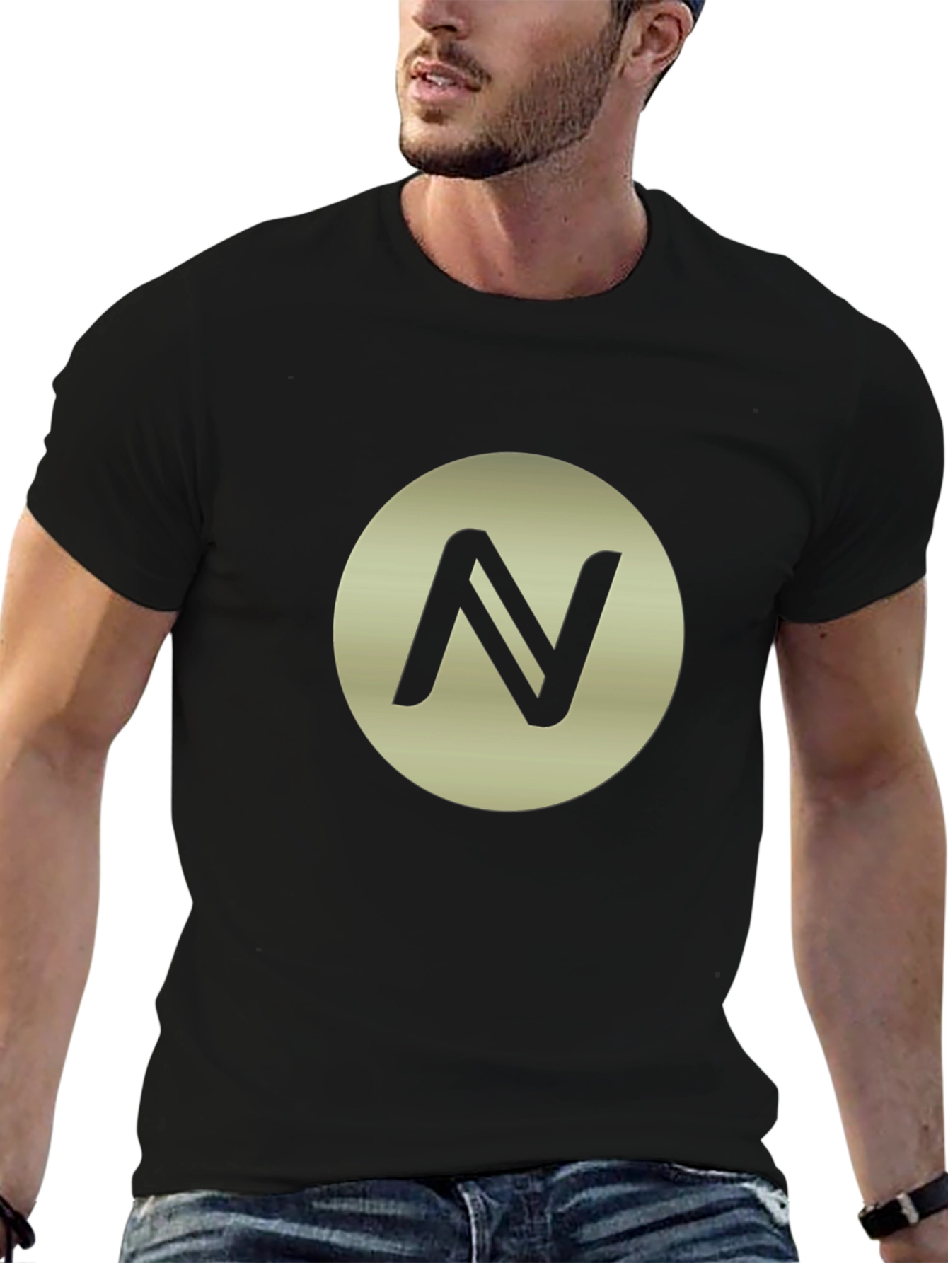 Modern Black Tee with Circle N Design