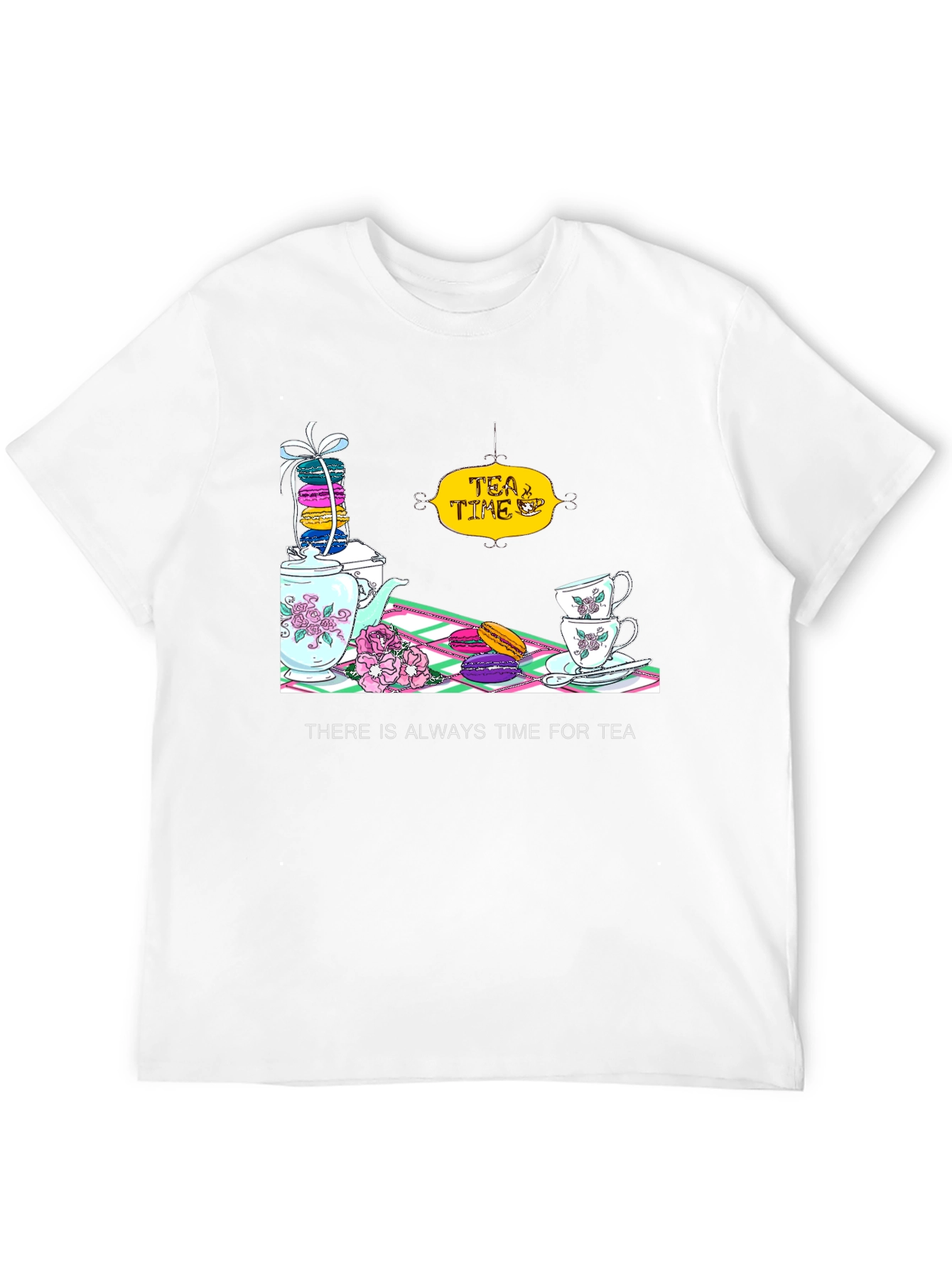 Tea Time T-Shirt - Macarons and Teacups Design