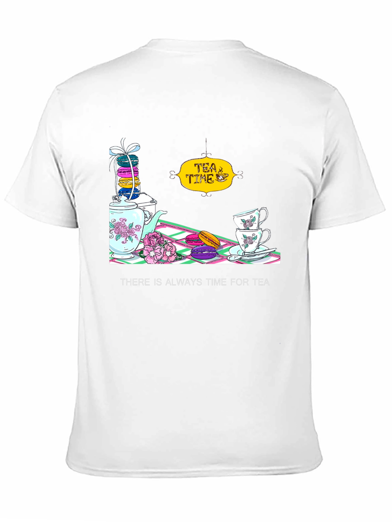 Tea Time T-Shirt - Macarons and Teacups Design