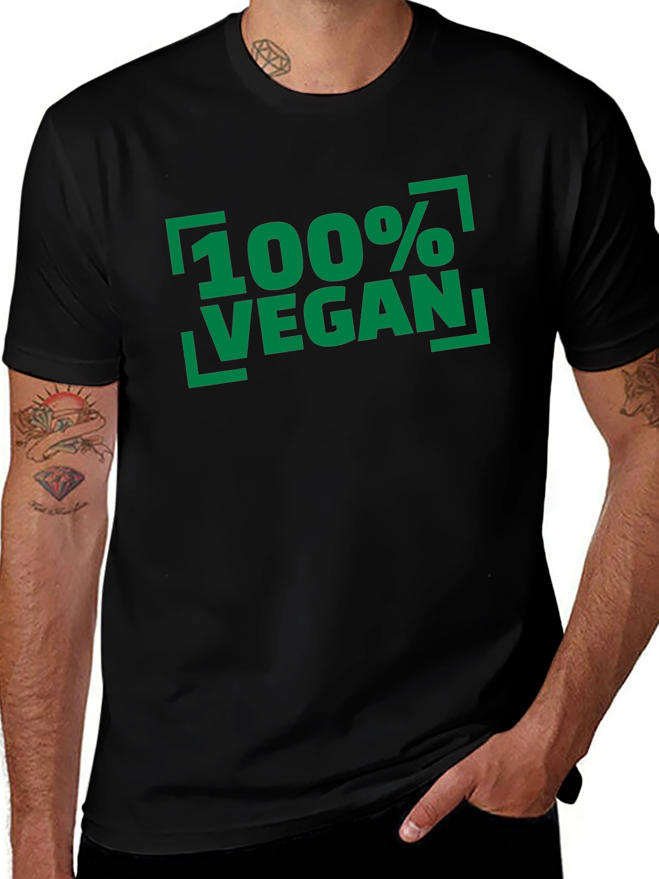 100% Vegan Graphic Tee - Unisex Black T-Shirt