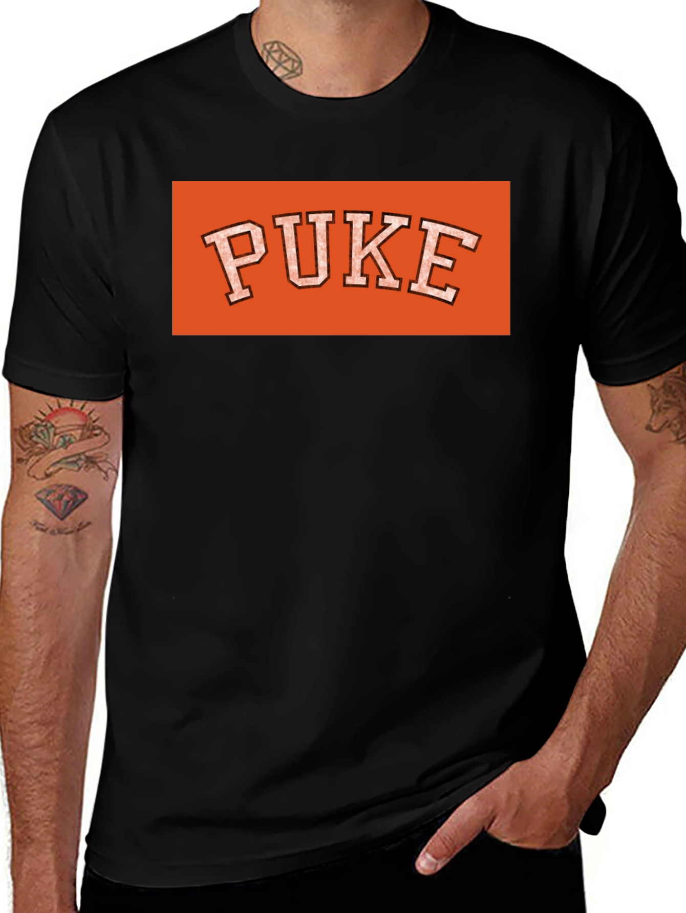 Orange PUKE Graphic Tee