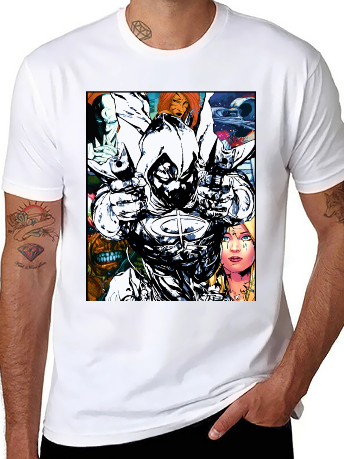 Moon Knight Graphic T-Shirt: Bold Comic Book Style