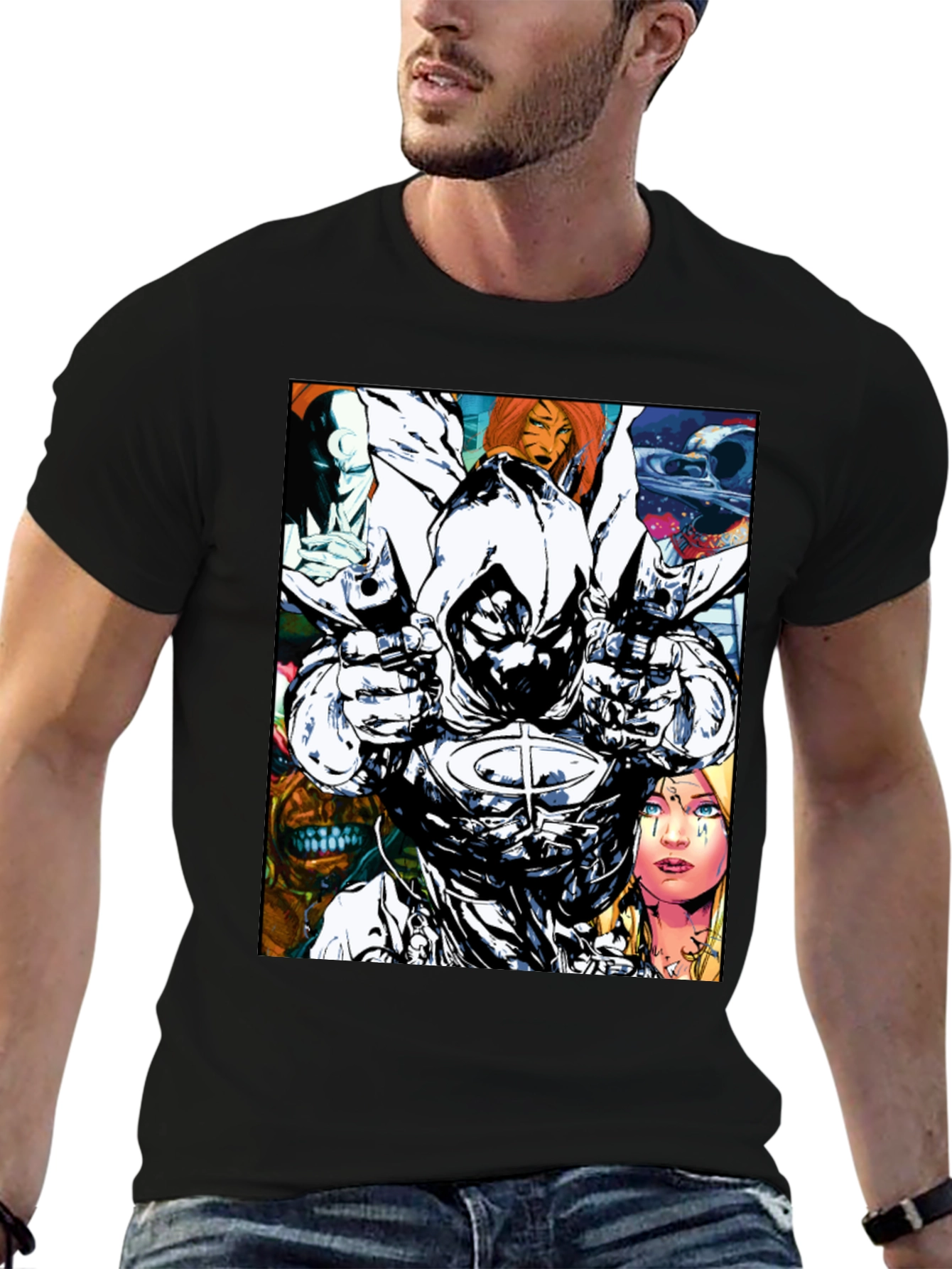 Moon Knight Graphic T-Shirt: Bold Comic Book Style