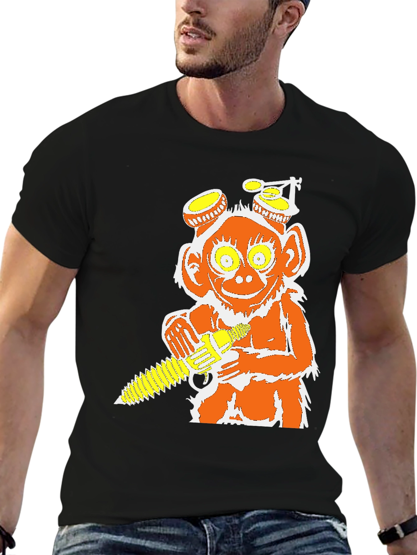 Monkey Chainsaw Graphic Tee - Unique Design T-Shirt