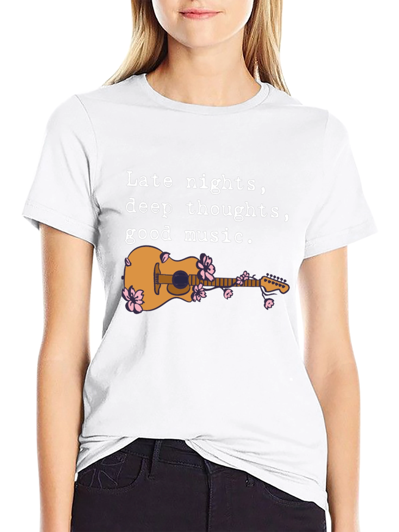Late Night Guitar Graphic Tee - Black
