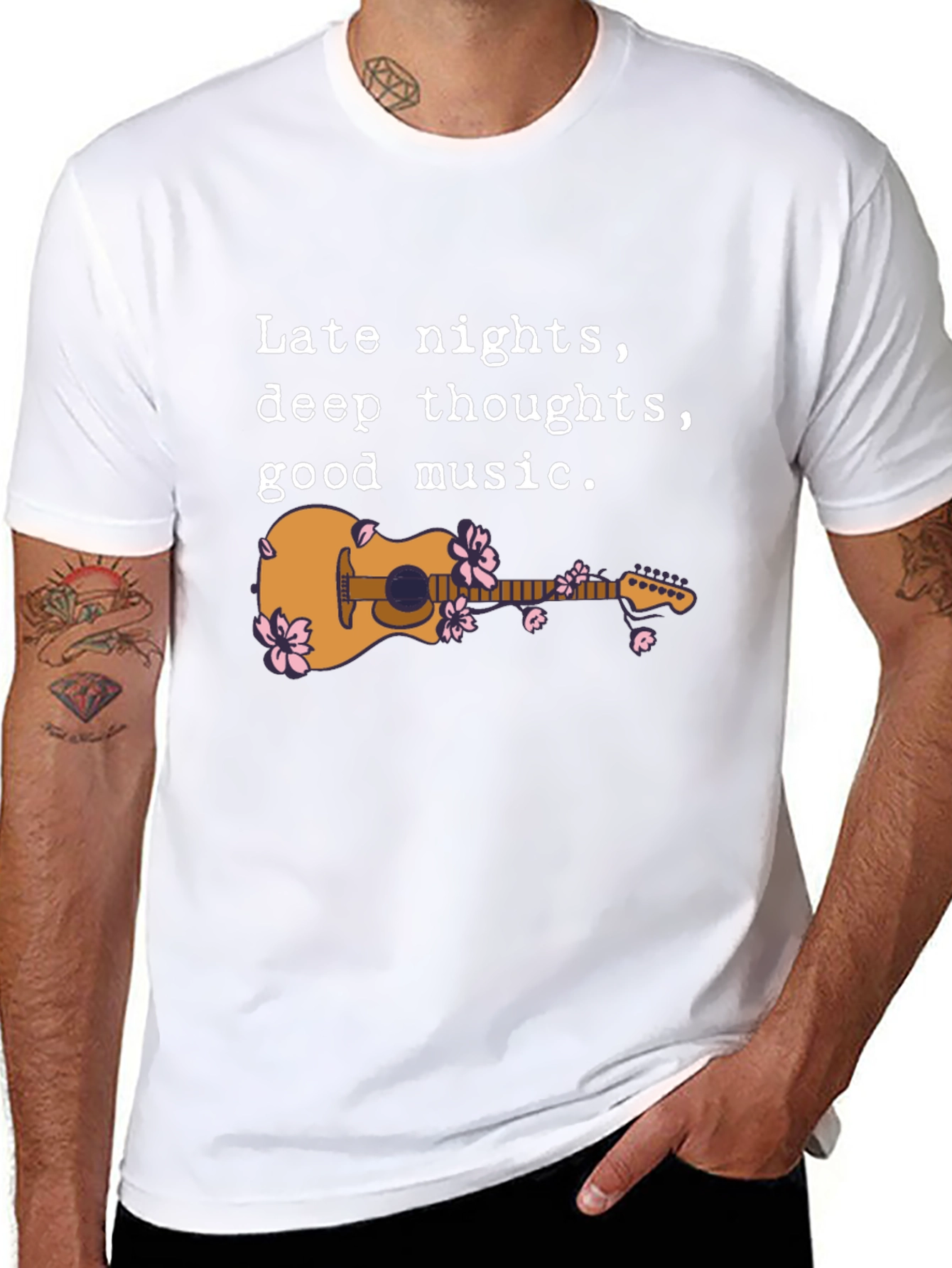 Late Night Guitar Graphic Tee - Black