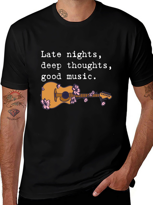 Late Night Guitar Graphic Tee - Black
