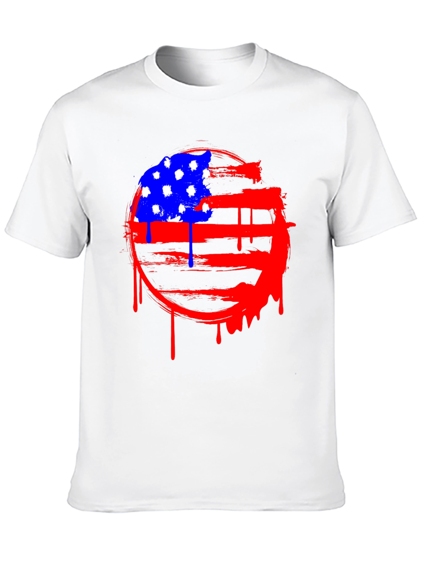 Distressed American Flag Graphic Tee - Black