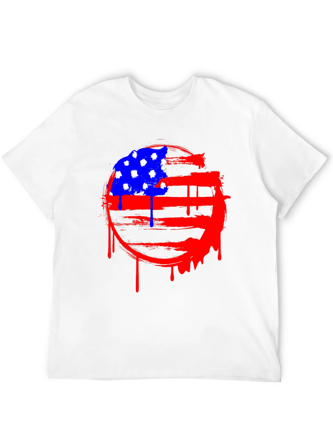 Distressed American Flag Graphic Tee - Black