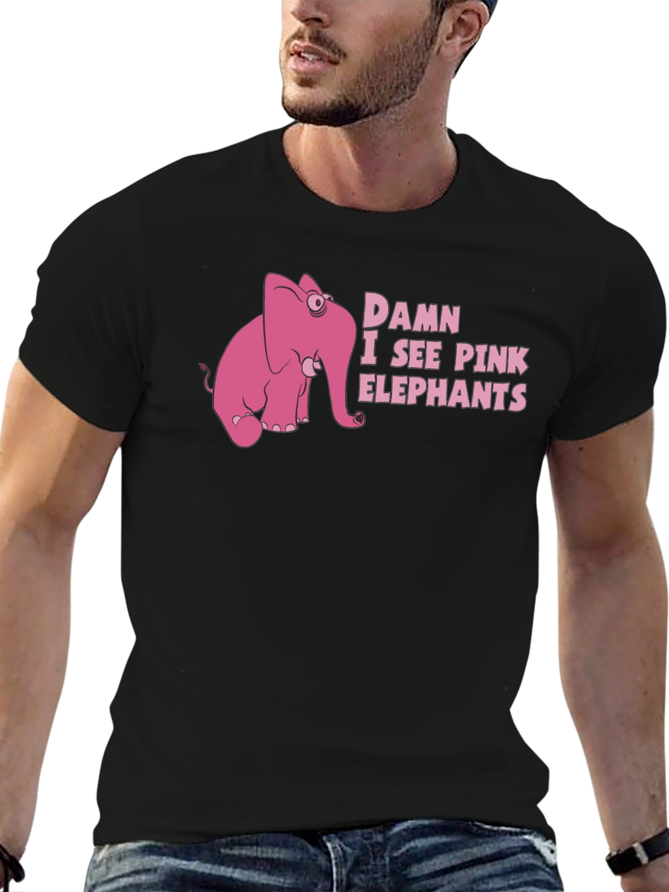 Damn I See Pink Elephants Graphic T-Shirt