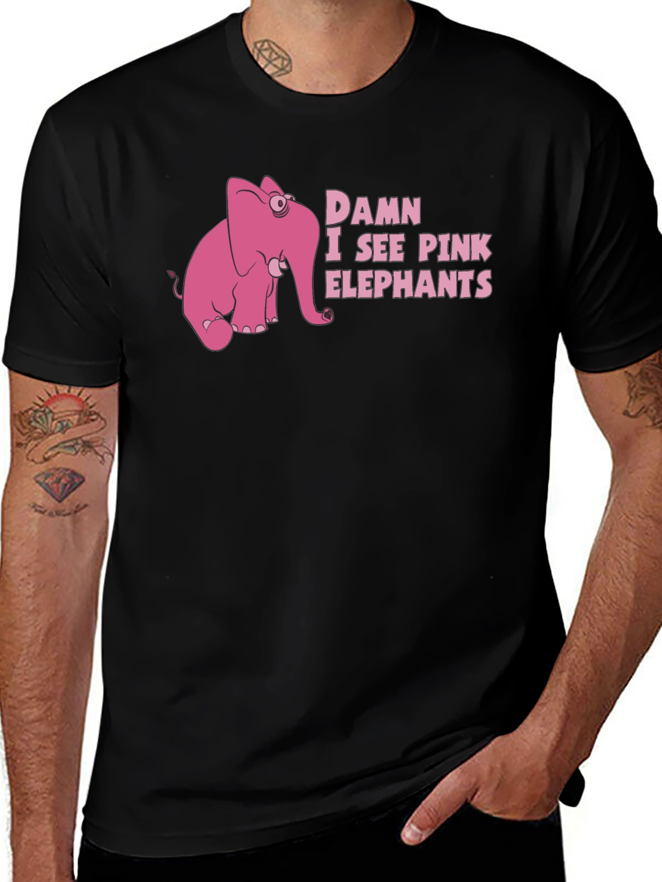 Damn I See Pink Elephants Graphic T-Shirt