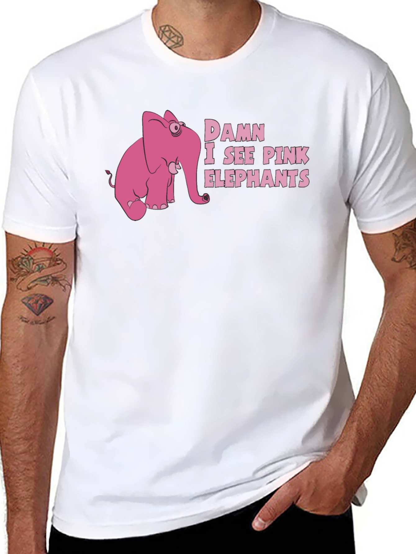 Damn I See Pink Elephants Graphic T-Shirt