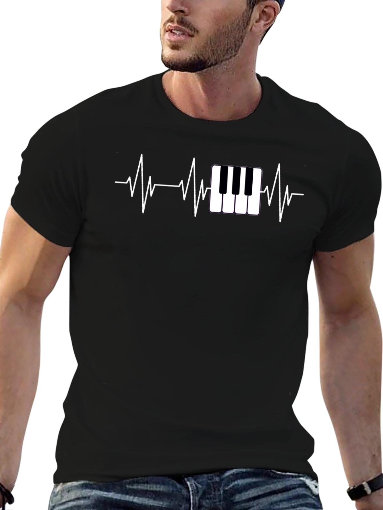 Piano Heartbeat Black T-Shirt