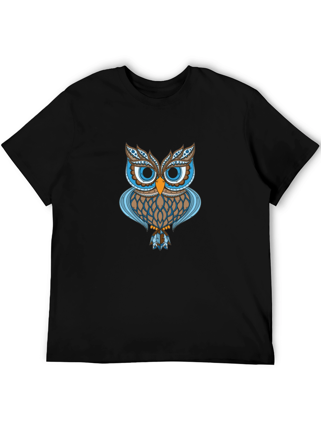 Owl Graphic Print Black T-Shirt