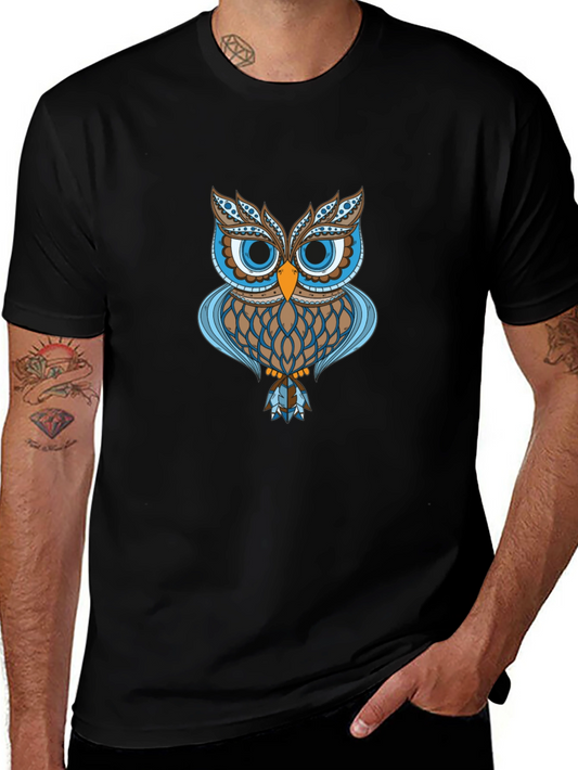 Owl Graphic Print Black T-Shirt