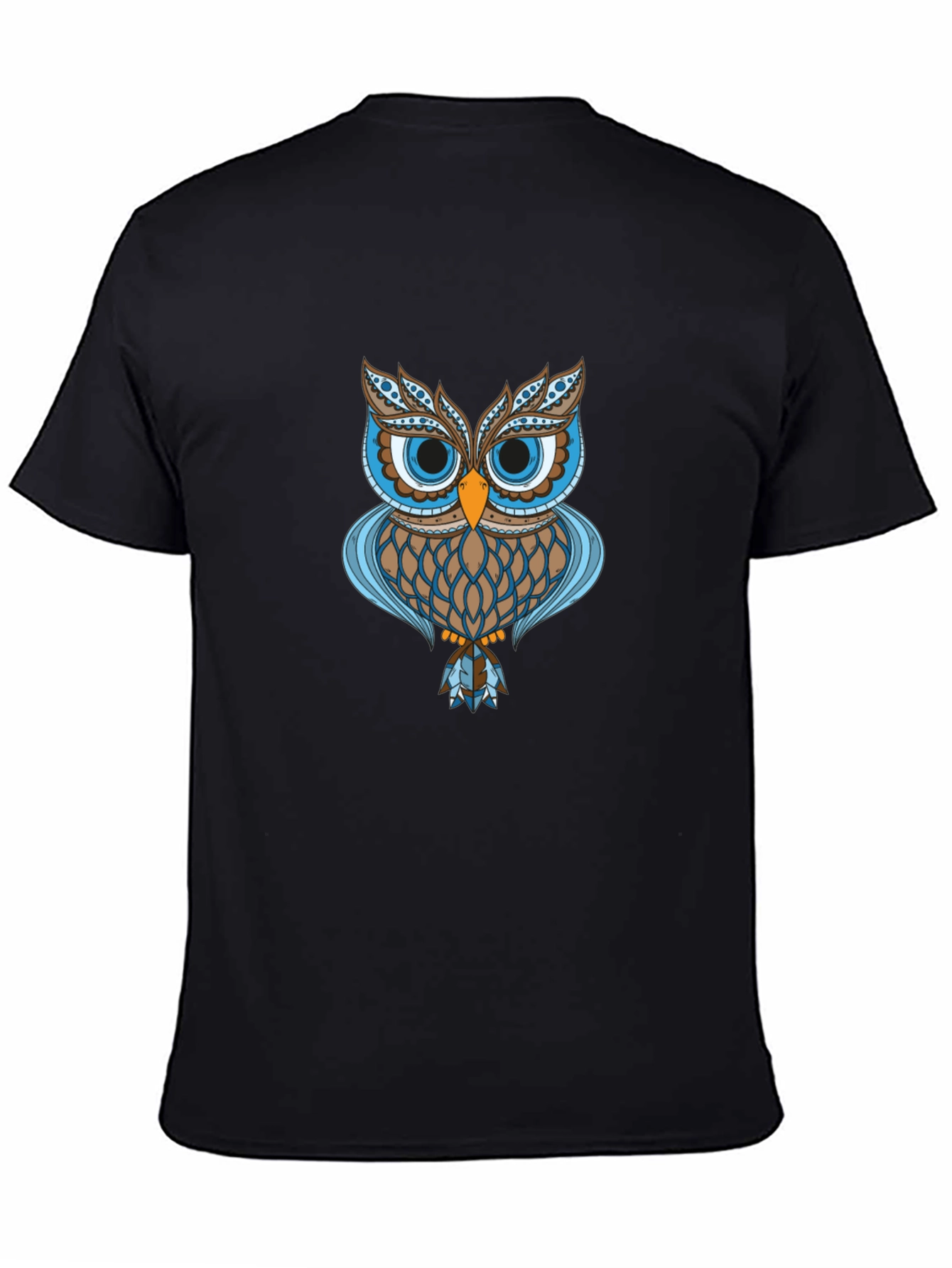 Owl Graphic Print Black T-Shirt
