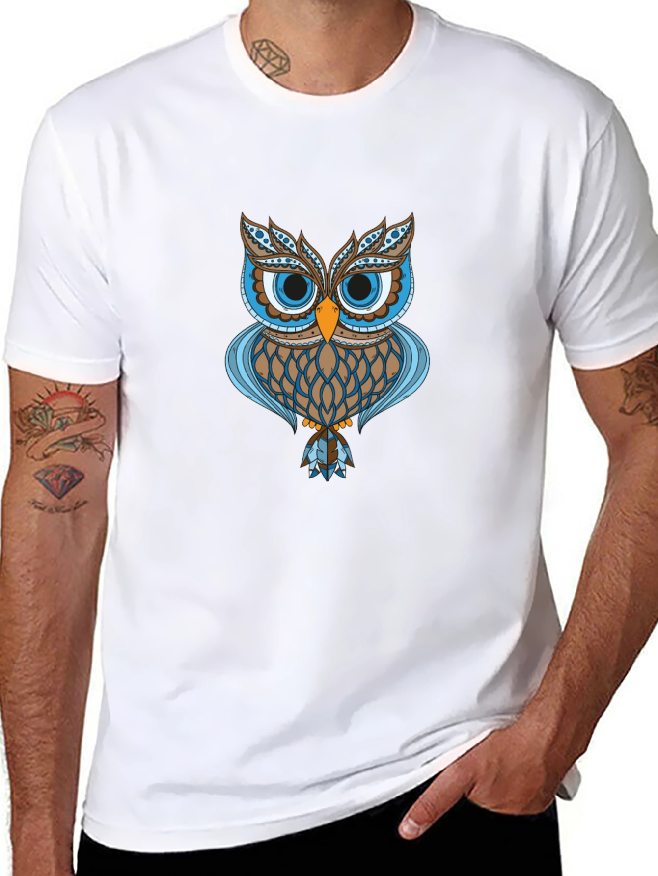 Owl Graphic Print Black T-Shirt