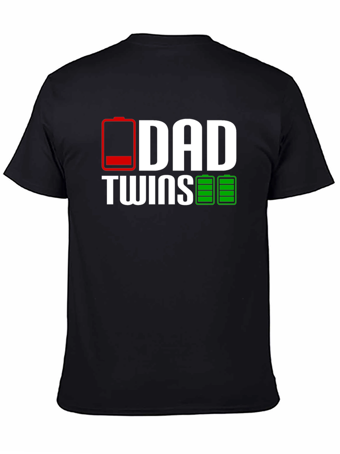 Dad Twins Low Battery T-Shirt - Black