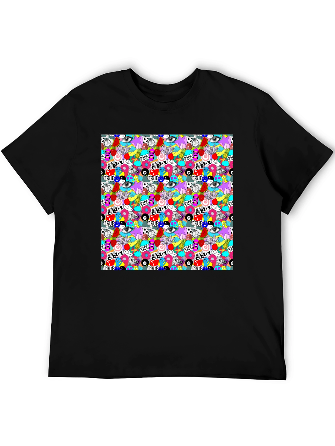 Funky Graffiti Graphic Print Black T-Shirt