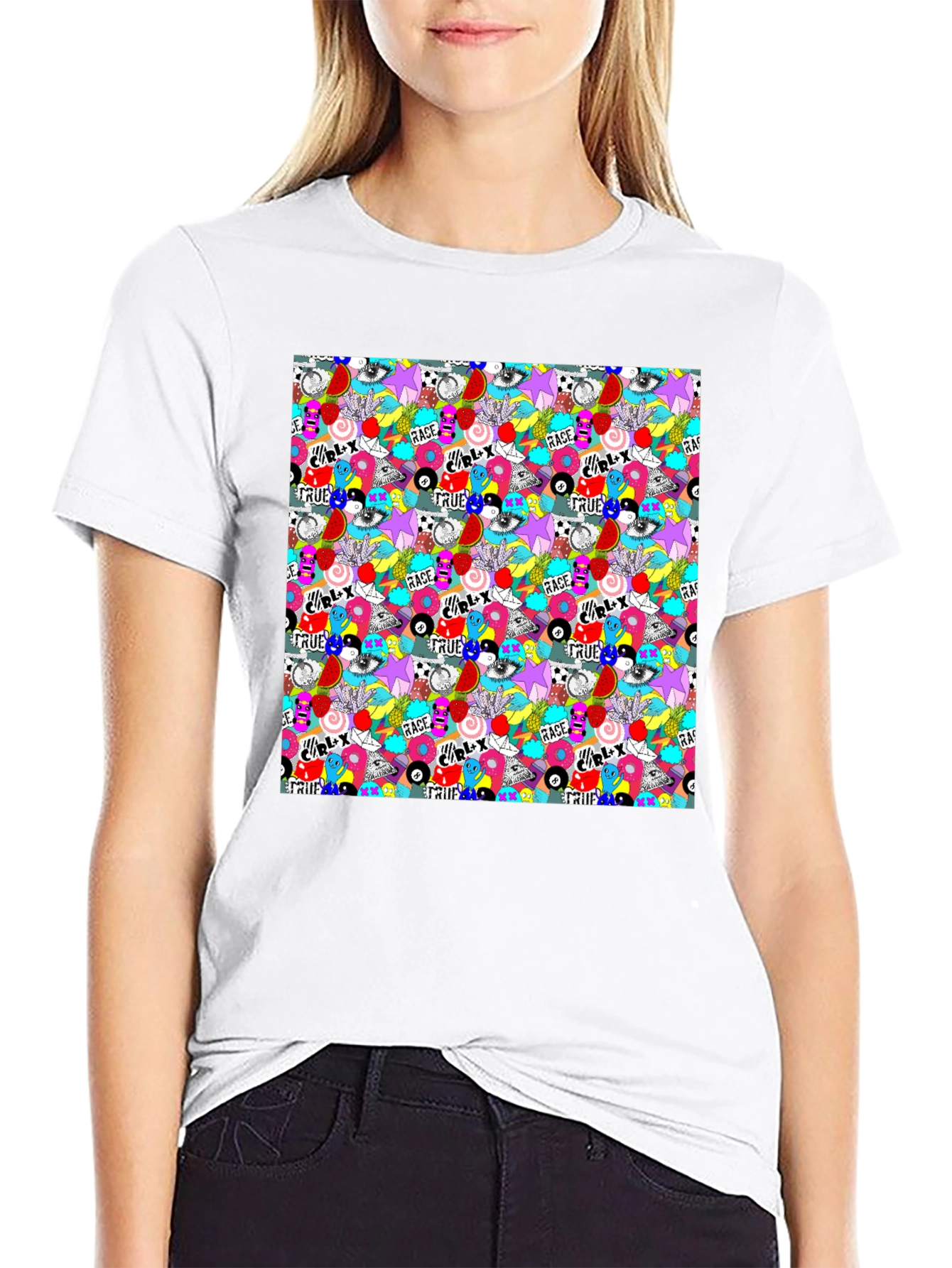 Funky Graffiti Graphic Print Black T-Shirt